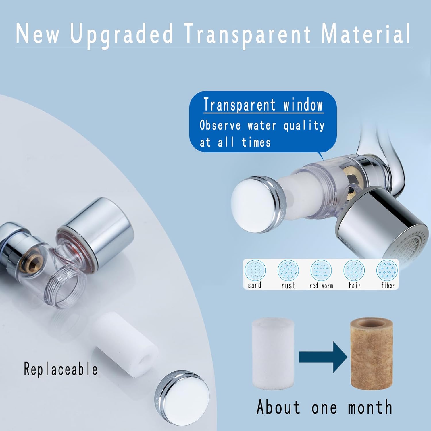 5 unidades de filtro de agua aireador extensor de grifo, anillos de filtro de cerámica, grifo de filtro universal contra salpicaduras, mejora las