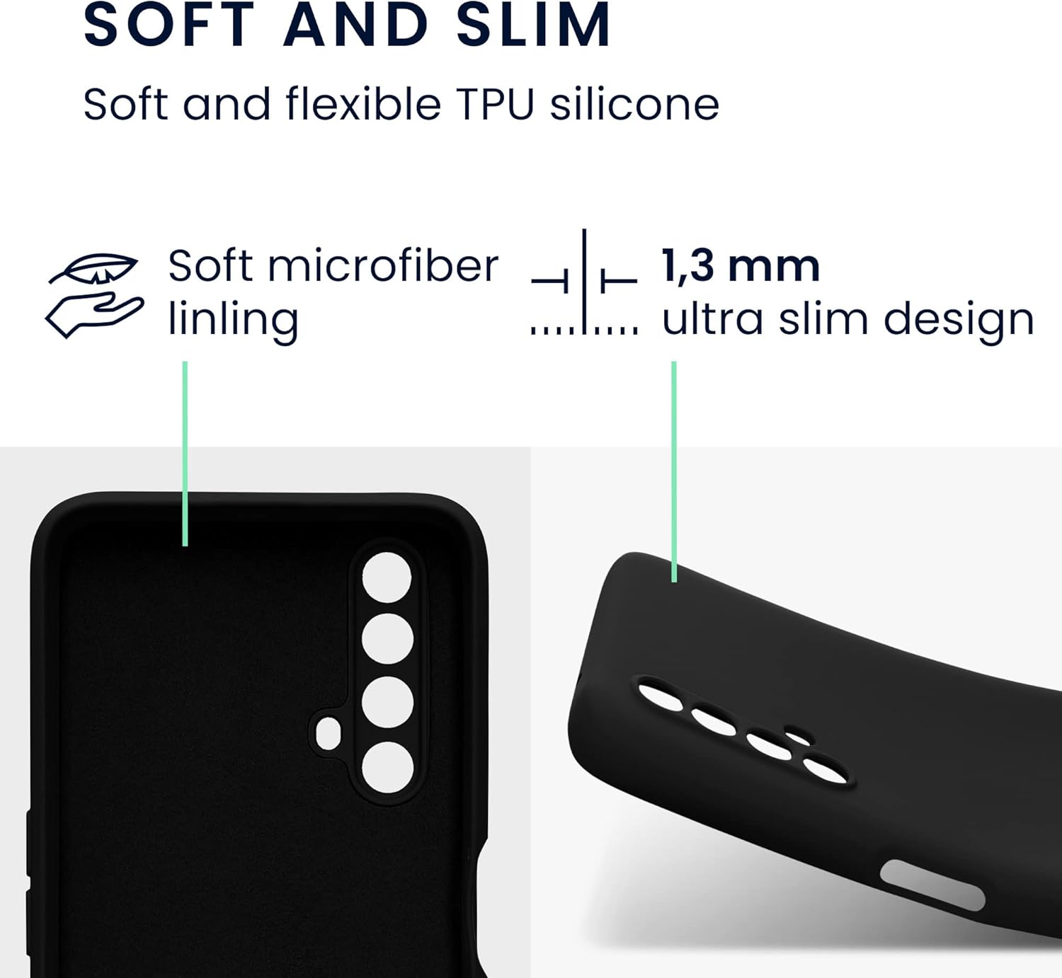 kwmobile Funda compatible con Realme X3 SuperZoom  X50 5G – Funda protectora delgada de TPU con acabado mate suave – Negro mate