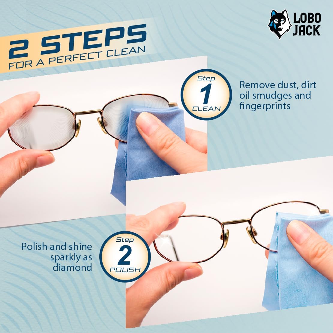 Paños de limpieza de microfibra de 2 pasos limpiar y pulir  Limpiadores de tela para lentes, lentes de cámara, teléfono celular y pantalla de