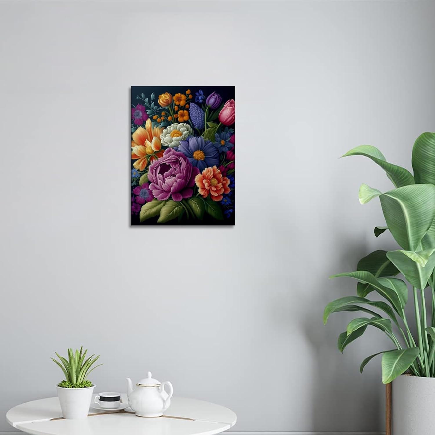 Lienzo floral para pared, muchas flores exóticas, impresión en lienzo, hermosas plantas, pintura para sala de estar moderna, dormitorio, casa de