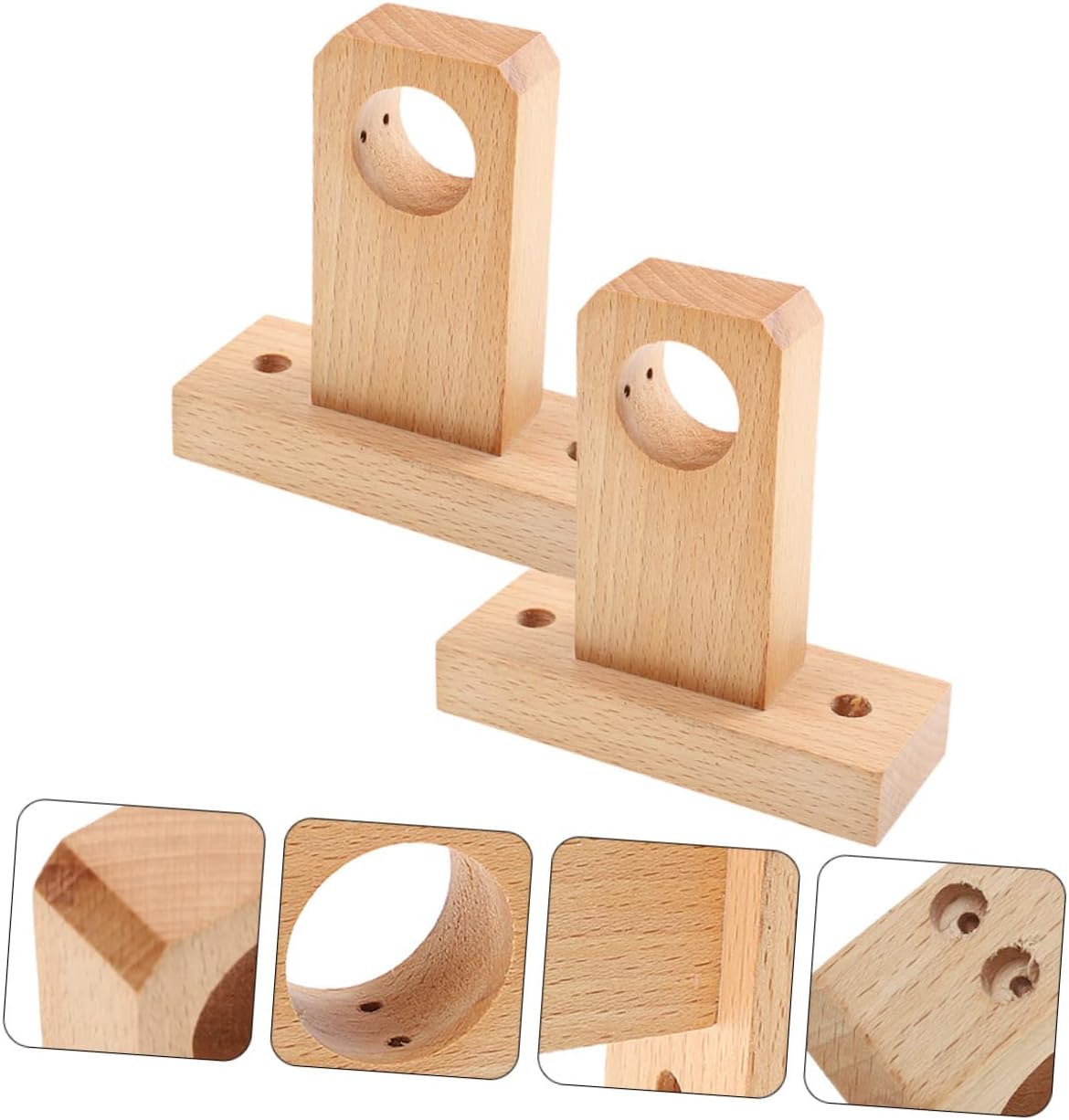 DOITOOL Soporte de cortina de cocina, soporte de cortina de madera pesada, soportes de barra de soporte para ventana, ganchos de pared para