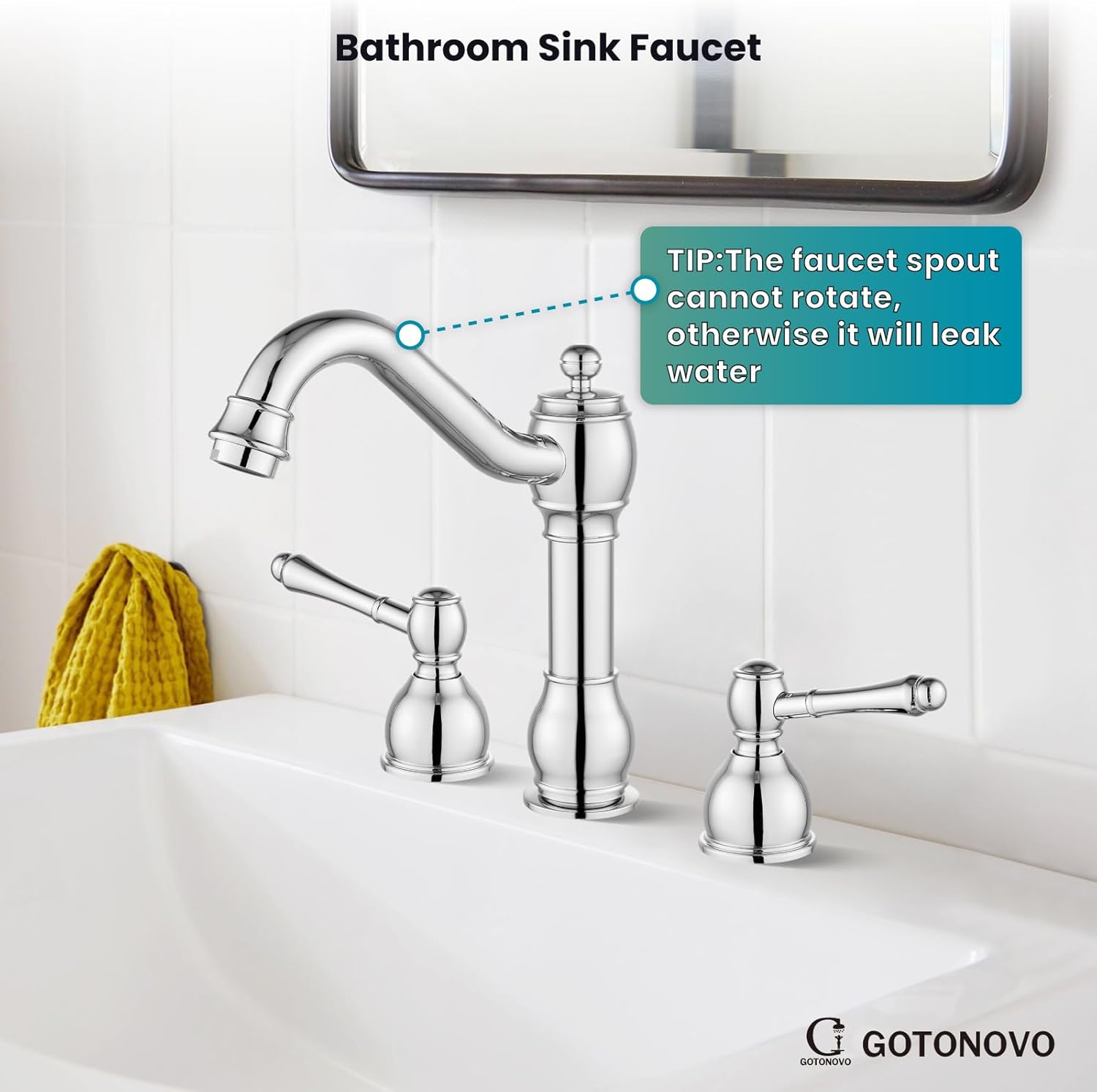 gotonovo Grifos de baño generalizados de 8 pulgadas para fregadero de 3 agujeros, 2 manijas de palanca, montaje en cubierta con drenaje emergente,