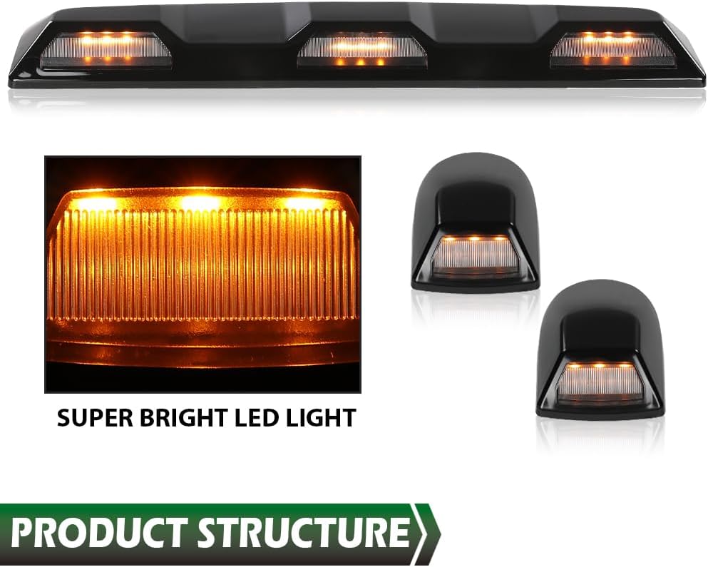 GRAND ORANGE Kit de lámpara LED ámbar para techo compatible con Chevy Silverado GMC Sierra 2500HD 3500HD 2020-2023 84747496, 84747497, 84694118,