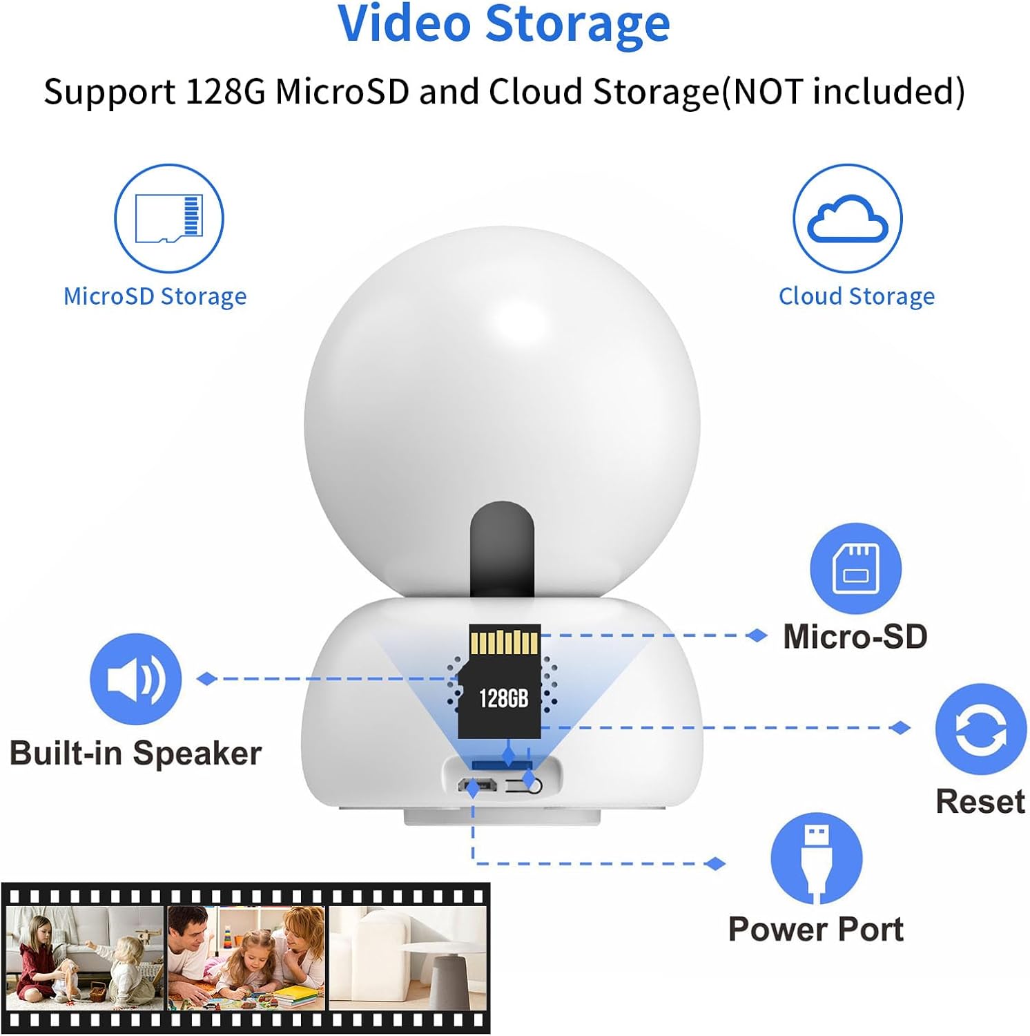 LuckSun Cámara WiFi de seguridad 2K 1296P para interiores, inalámbrica, un botón, conversación de 2 vías, PTZ, seguimiento inteligente, cámara para