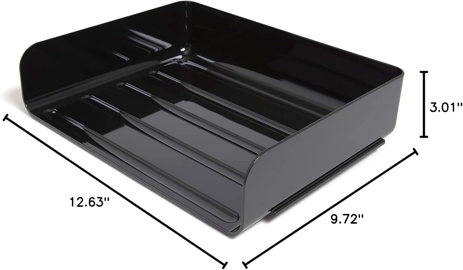TRU RED Bandeja de letras de plástico apilable de carga lateral, negro, 4cartón (TR55327VS)