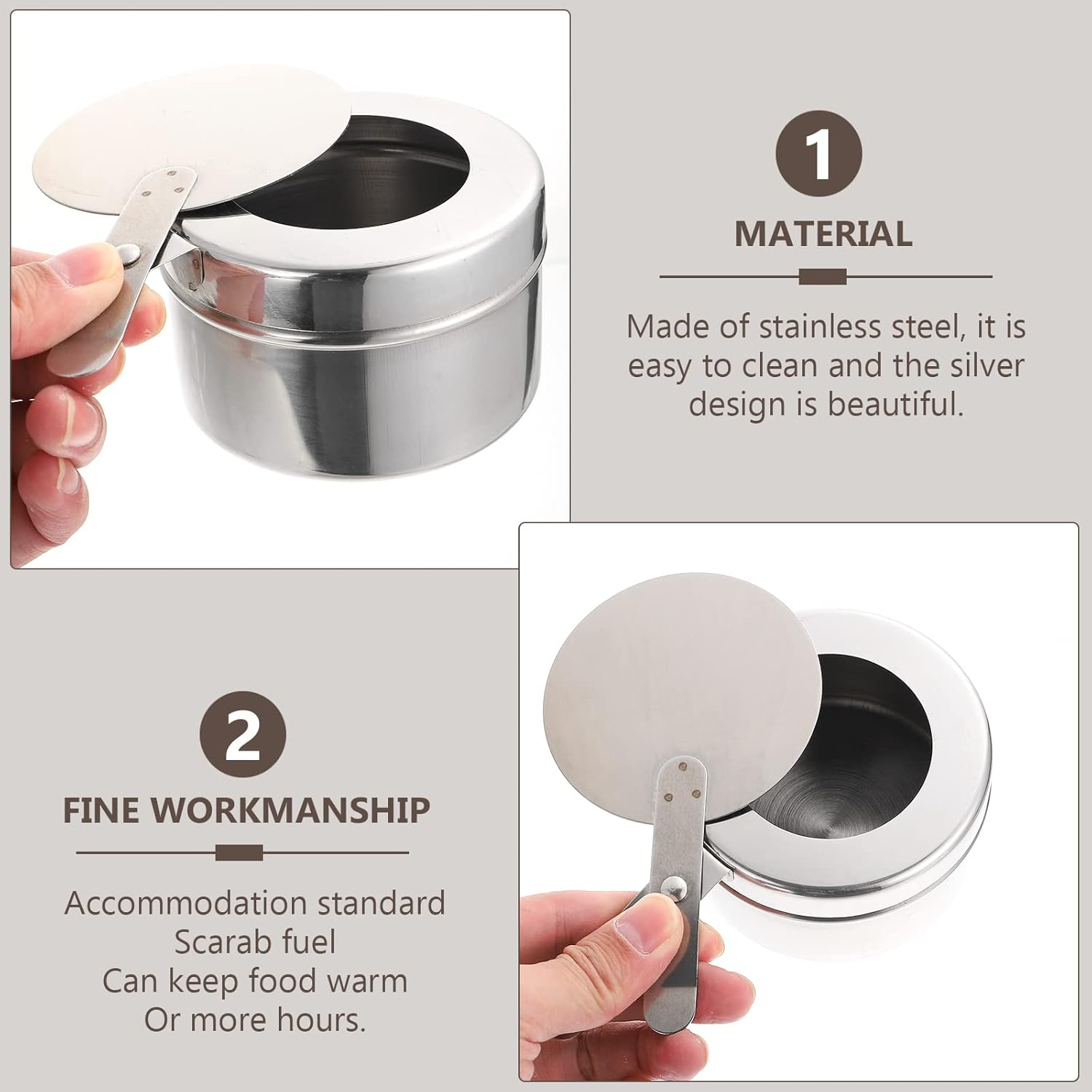 DOITOOL Soporte para latas de combustible de acero inoxidable, 4 unidades, latas de combustible para calentador de alimentos, soporte de combustible