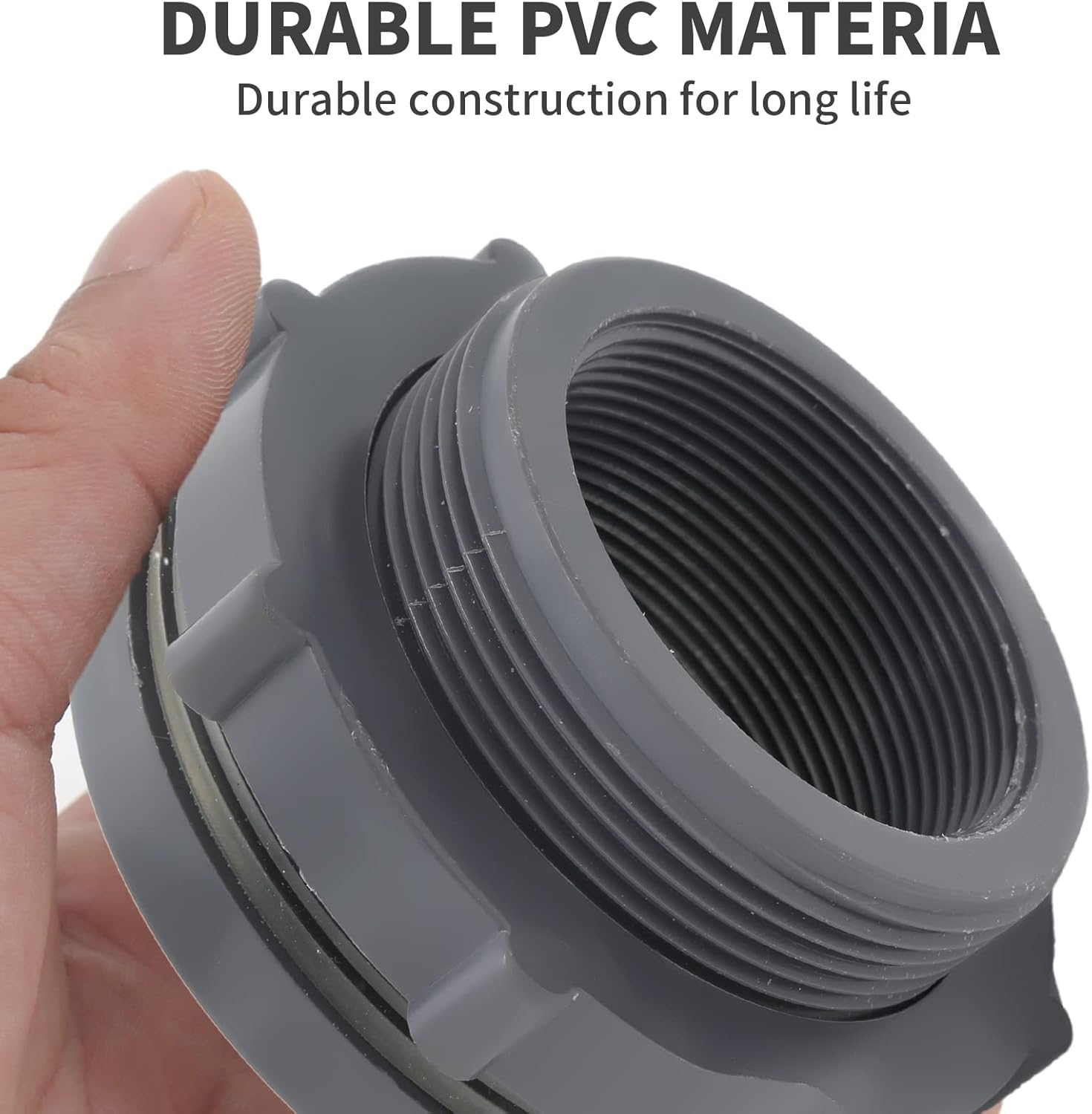 Adaptador de mamparo NPT de 2 pulgadas, adaptador de mamparo de PVC, conector de tanque de agua, doble roscado con tapones para barriles de lluvia,