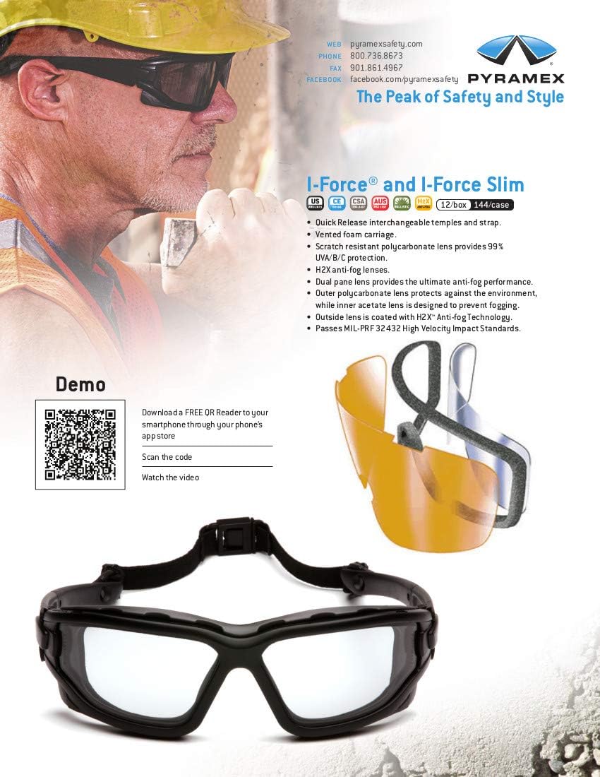 Gafas deportivas con paneles dobles que no se empañan, marca Pyramex I-Force