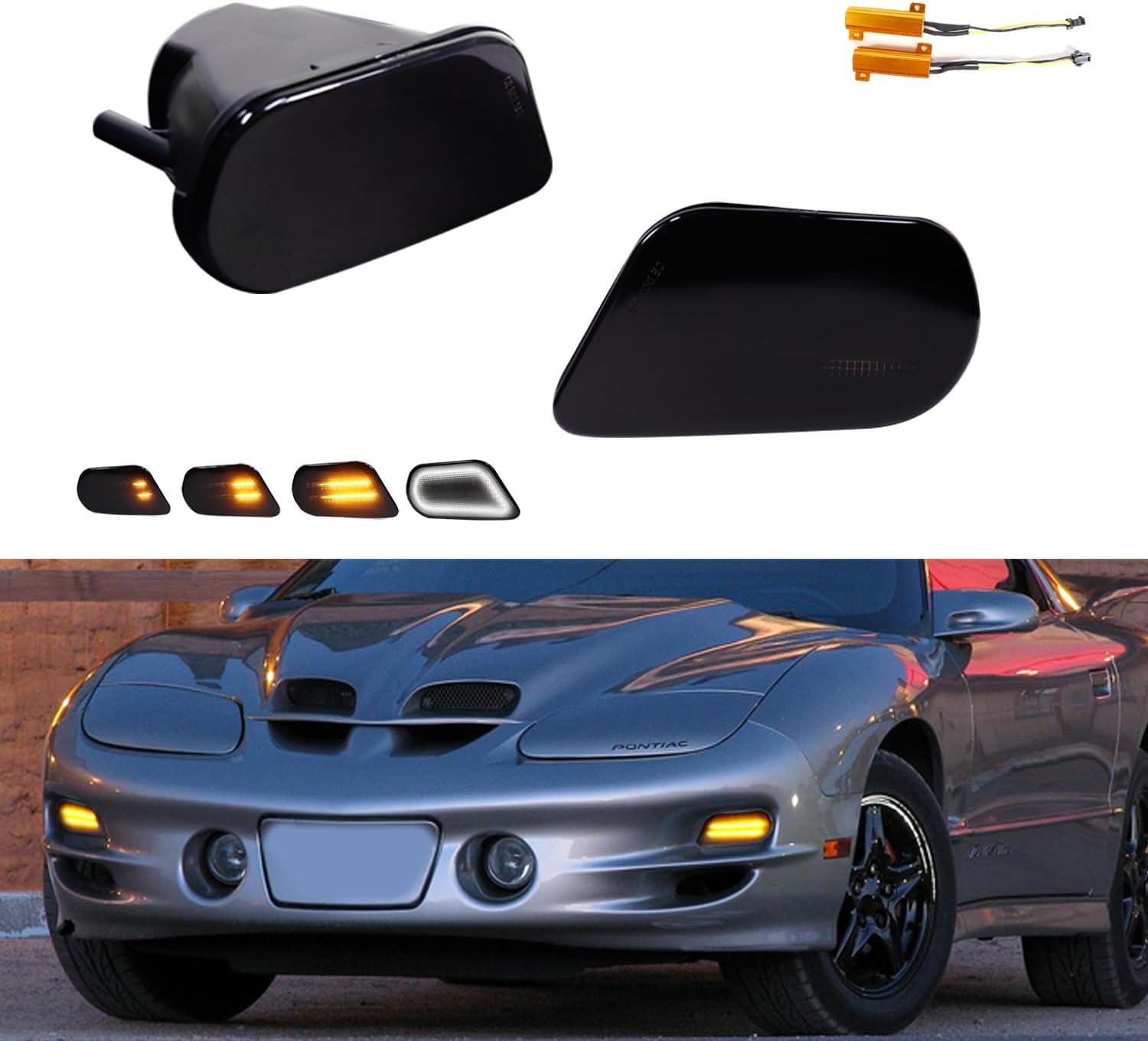 Compatible con 1998 1999 2000 2001 2002 Pontiac Firebird Trans Am parachoques delantero esquina señal de giro y luces de marcador laterales 2 en 1