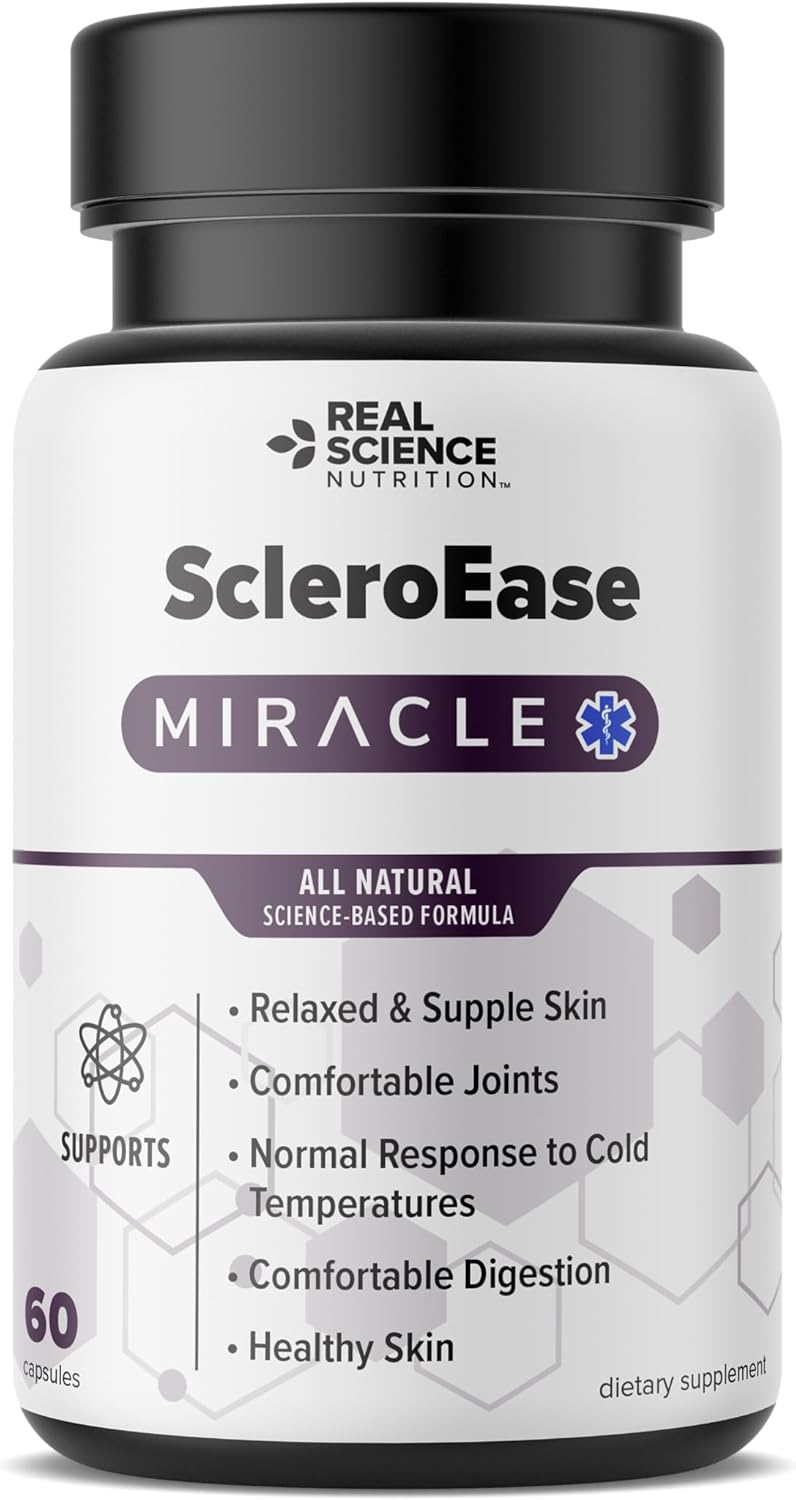 Real Science Nutrition ScleroEase Miracle ofrece alivio a las personas que sufren de esclerodermia, apoyando la piel flexible y flexible, movimiento