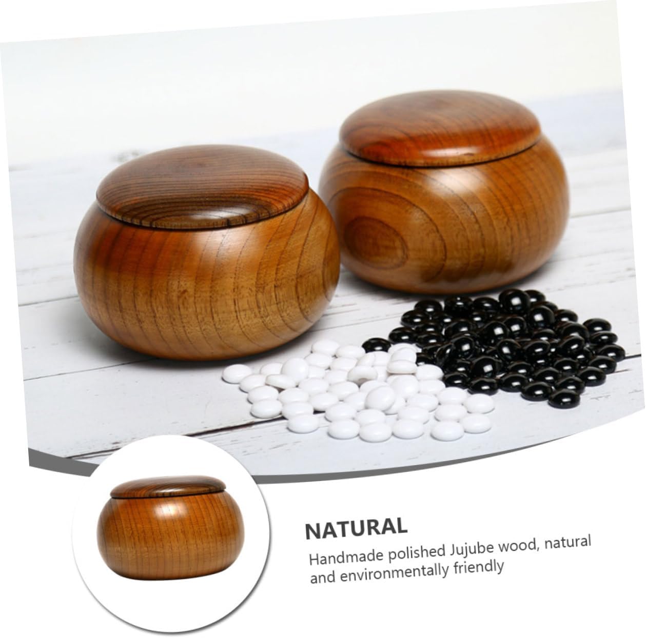 Abaodam 1pc Jujube Wood Go Jar Chess Bowl Chess Game Supply Formula Container Bamboo Storage Jar Go Game Board Jujube Bowl Wood Serving Bowl Double