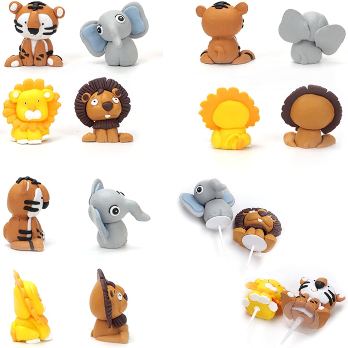 Biendo Decoración para tartas de animales de safari en la selva, 14 piezas de decoración de pastel de animales de feliz cumpleaños, jirafa, tigre,