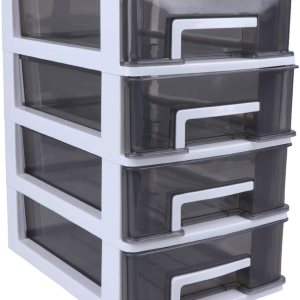 LIFKOME Gabinete de almacenamiento de plástico, tipo cajón, armarios, portátil, multifuncional, organizador de joyas, caja organizadora de joyas, 4 LIFKOME Gabinete de almacenamiento de plástico, tipo cajón, armarios, portátil, multifuncional, organizador de joyas, caja organizadora de joyas, 4