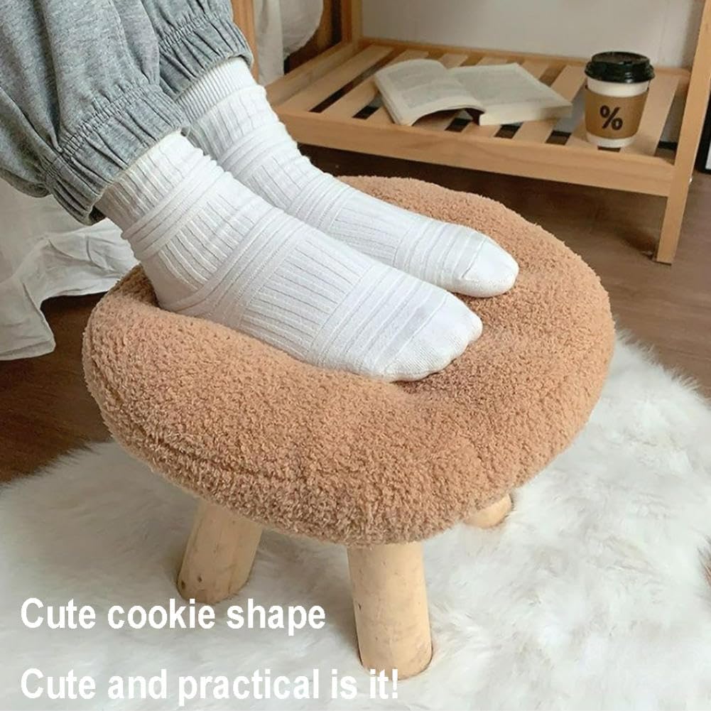 JCAKES Taburetes redondos de madera para sala de estar, reposapiés, taburetes otomanos, muebles de madera maciza, taburete pequeño, taburete de