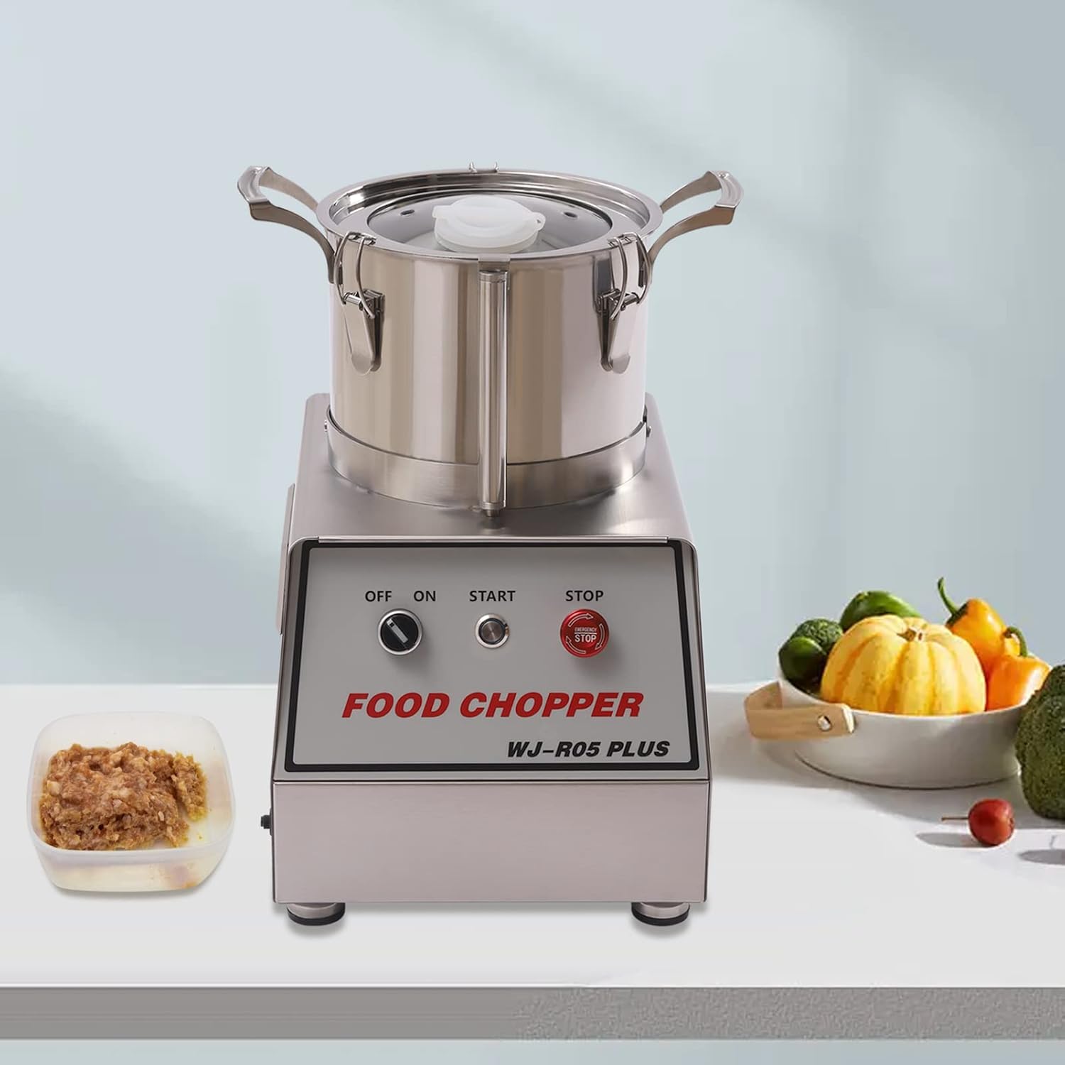 Picador de alimentos, 5L5.3 cuartos de galón, 110 V, 550 W, 1400 RPM, procesador de alimentos eléctrico comercial, cortador de alimentos con hoja en