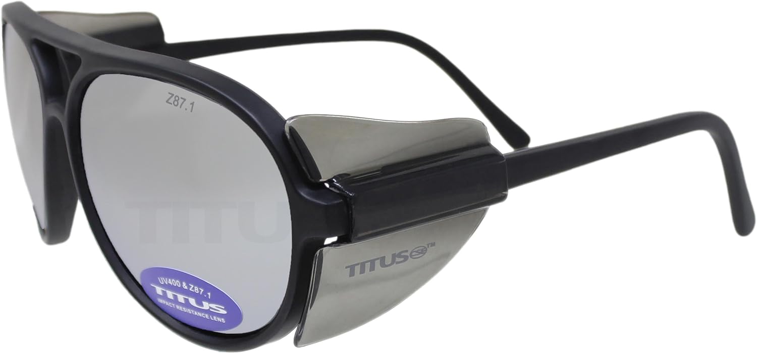 TITUS G35 Retro Aviator Z87 – Gafas de sol con protección para los ojos con escudo lateral para motocicleta para disparos DOT ANSI CE aprobadas
