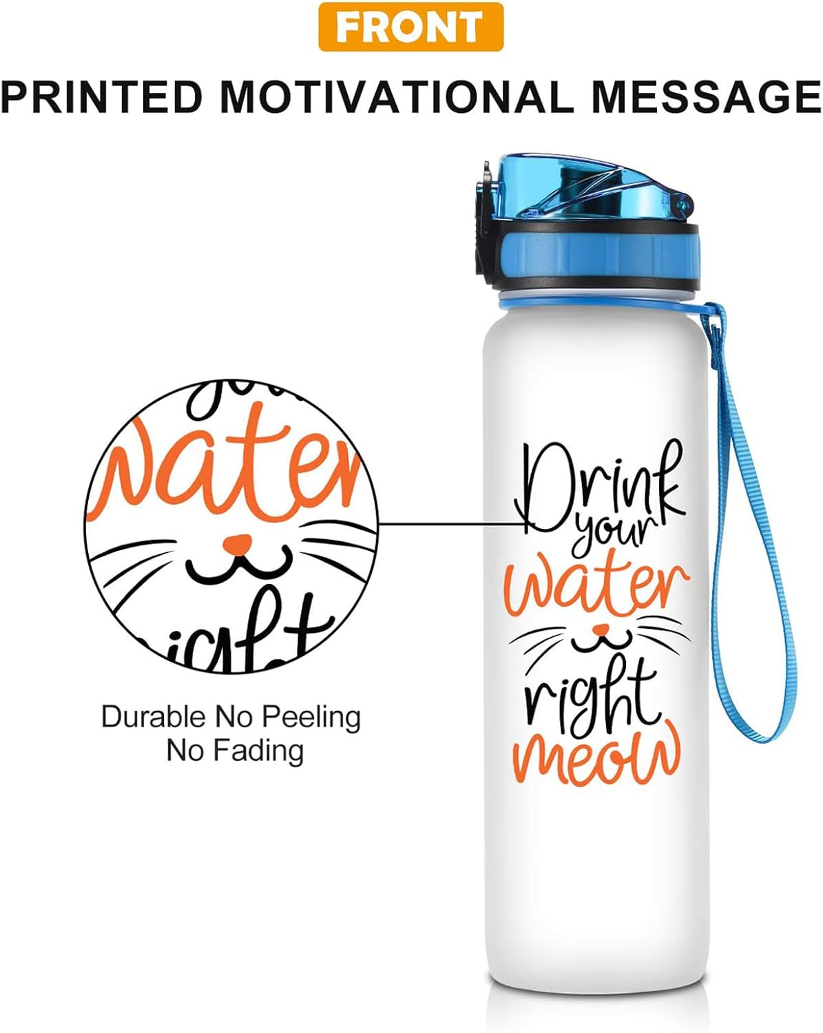 Coolife Botella de agua de seguimiento motivacional de 32 onzas y 1 litro con marcador de tiempo por hora, bebe tu agua bien maulla, regalos