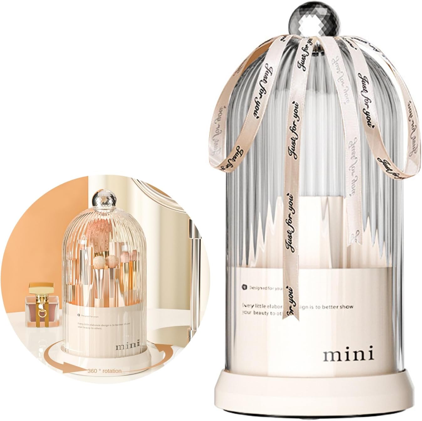 Organizador de brochas de maquillaje con tapa giratoria de 360 grados, soporte para tazas de brochas de maquillaje, un organizador de maquillaje