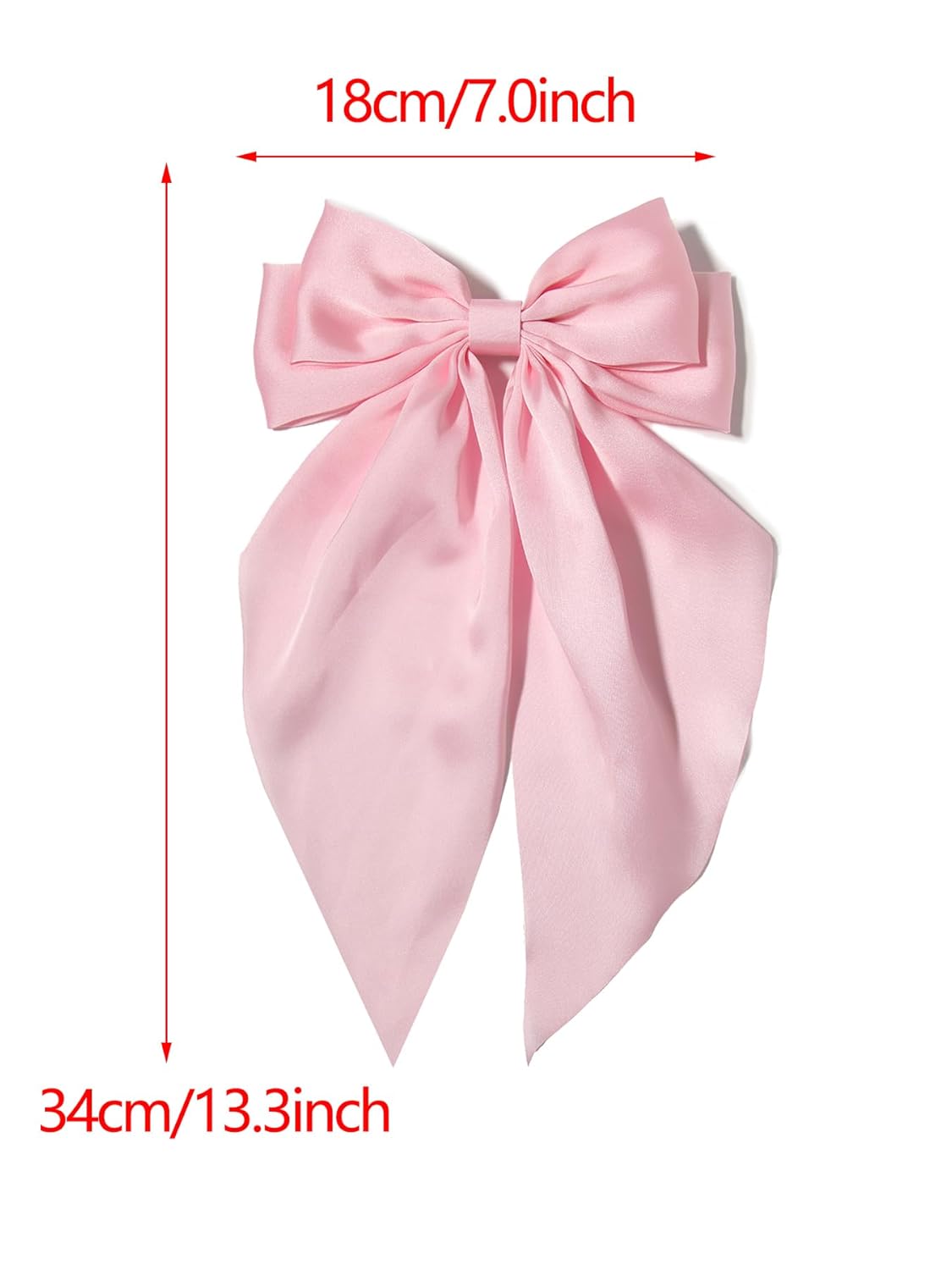 Furling Pompoms Pinzas para el cabello para mujer, pinzas de lazo grandes para niñas, colas largas de satén con pinzas de cocodrilo, accesorios para