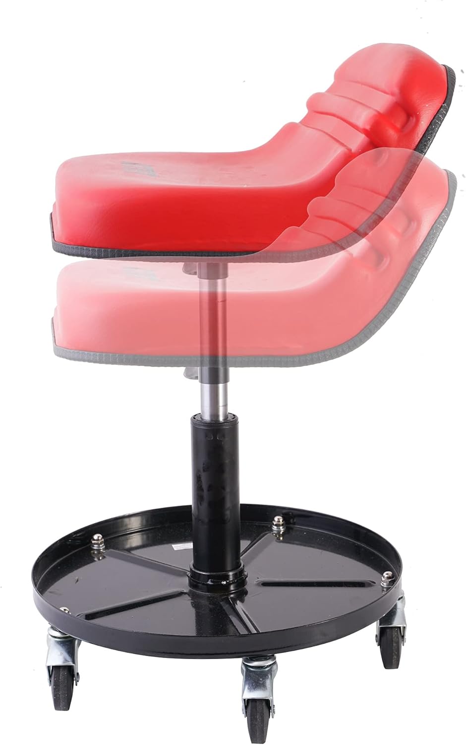 ATRT Asiento mecánico neumático con ruedas de capacidad de 300 libras, taburete con ruedas resistentes de 2.5 pulgadas y bandeja de herramientas,