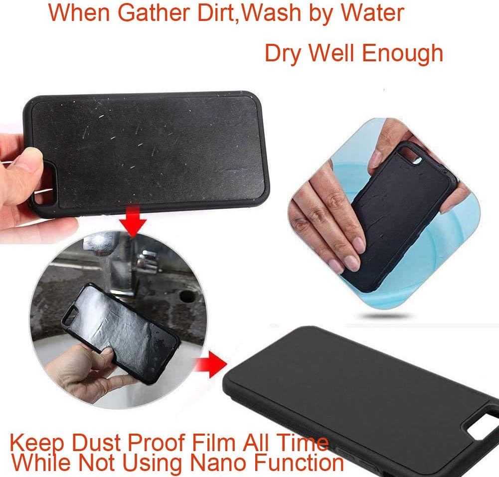 MONCABILE Funda que se adhiere a cualquier cosa gravedad cero caja del teléfono para iPhone 13 Pro Sticky Pluto Nano Succión Adhesivo Negro