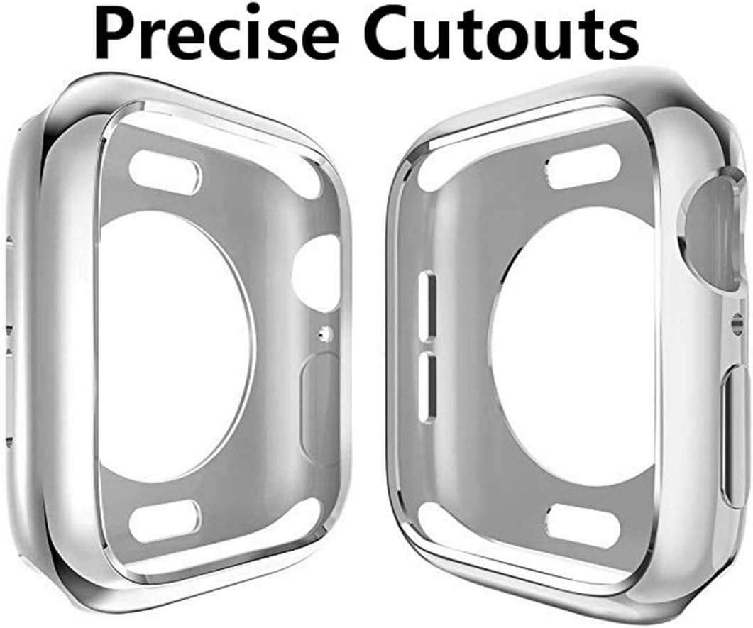 HANKN Funda para Apple Watch Series 9 8 7 1.614 in  Series 4 5 6 SE 1.575 in, TPU suave chapado a prueba de golpes Iwatch Shell Cover Bumper sin
