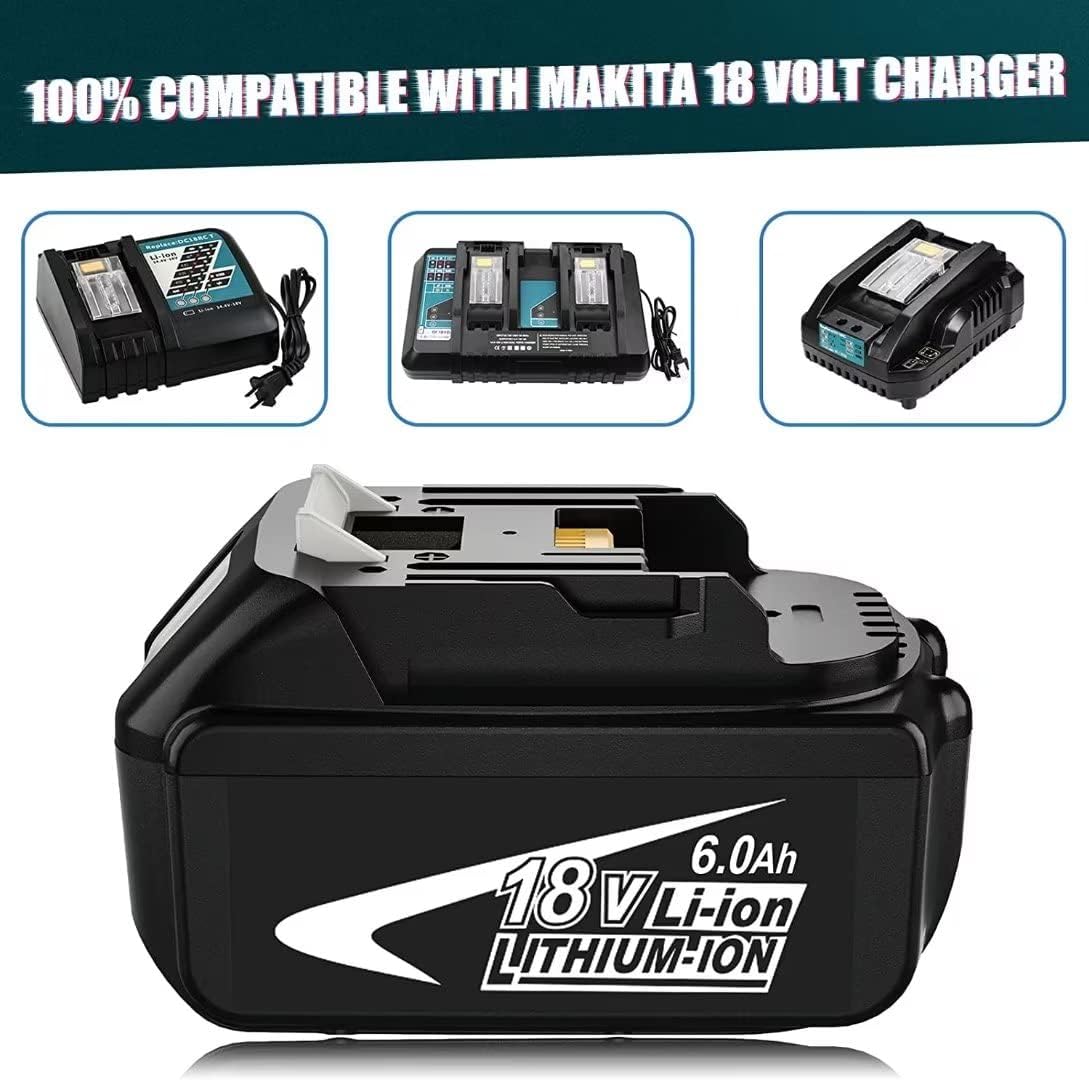 Paquete de 4 baterías de repuesto mejoradas de 6.0Ah BL1860B de 18 voltios para makita compatible con Makita batería de litio BL1860B BL1860 BL1850B