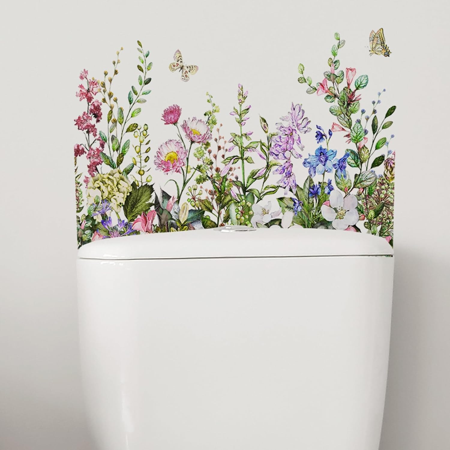 Adhesivos autoadhesivos para la pared del baño, hojas verdes, hojas, flores, para la tapa del inodoro, calcomanías para tapa de inodoro, removibles,