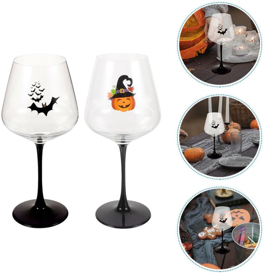 Didiseaon Copas de vino tinto, 2 unidades, copas de copas, copa de vino de Halloween, copa de vino, copa de vino de cóctel para bar, fiesta, club,