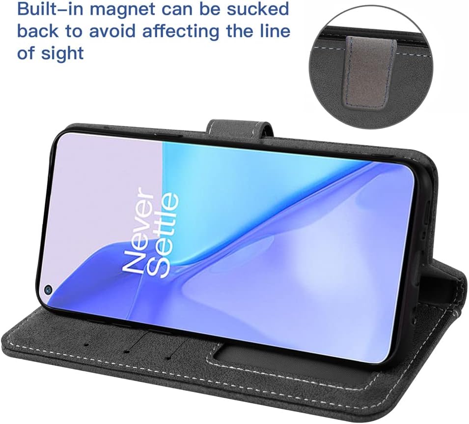 Asuwish Compatible con OnePlus 9 OnePlus9 5G Funda tipo cartera y protector de pantalla de vidrio templado con tapa para tarjeta de crédito, soporte