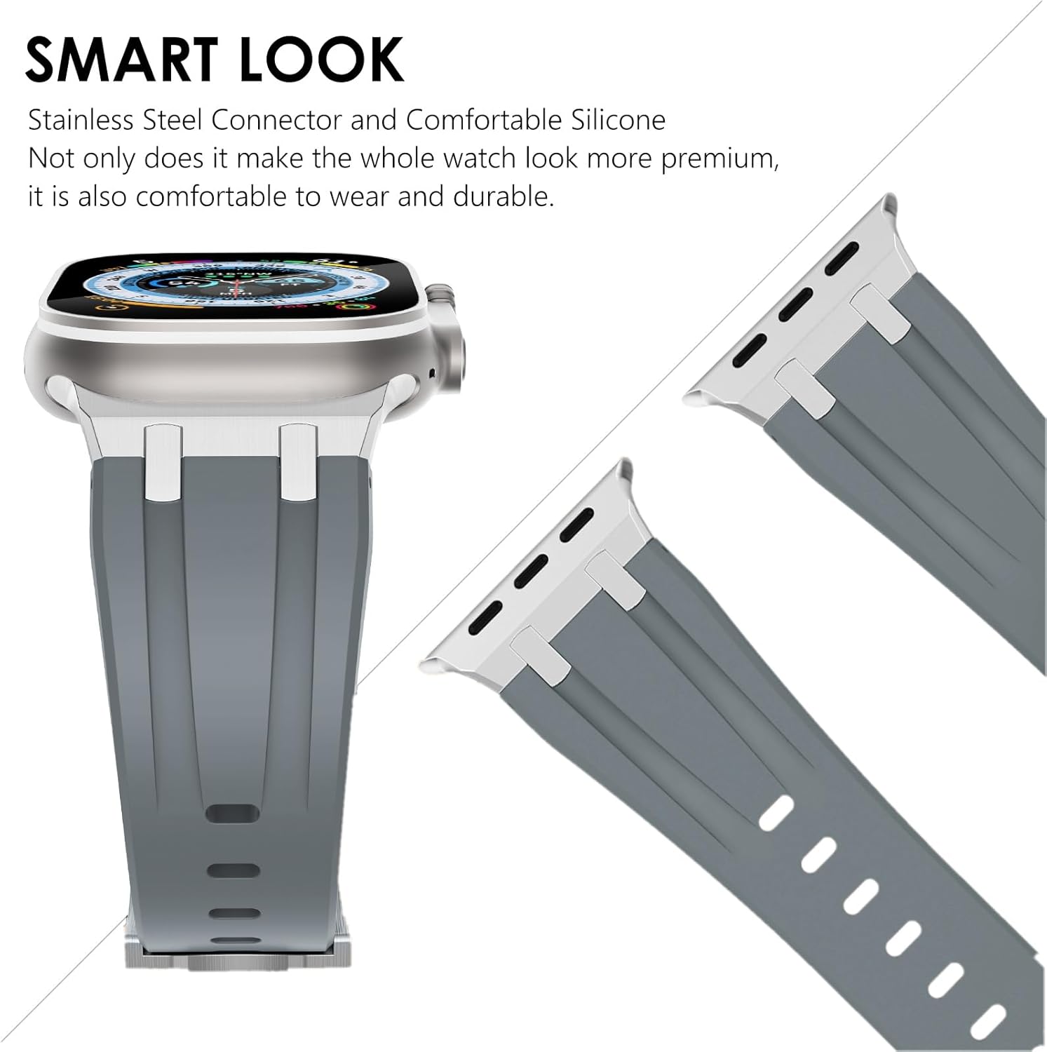 NewWays Correa para Apple Watch de 1.61 pulgadas, 1.57 pulgadas, 1.57 pulgadas, 1.49 pulgadas, banda ancha de goma de silicona líquida deportiva AP