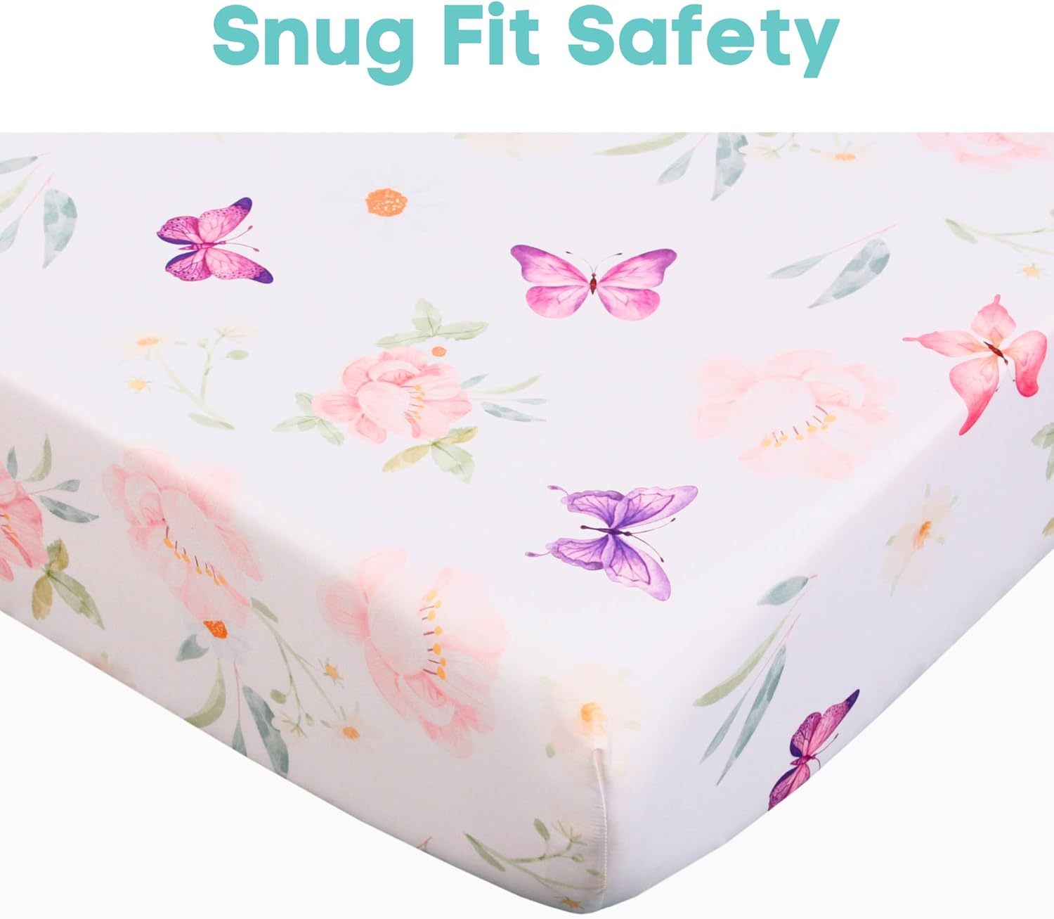 La Premura Juego de ropa de cama para cuna de bebé para niñas, juego de cuna de 3 piezas de tamaño estándar con mariposas moradas en acuarela para