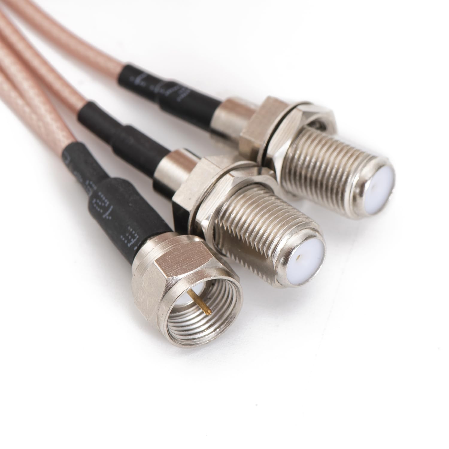 F Type Coax Cable Splitter F Male to F Dual Female Cable 75Ohm for Cable Connection, TV, Satellite Receiver (15CM6 inch)