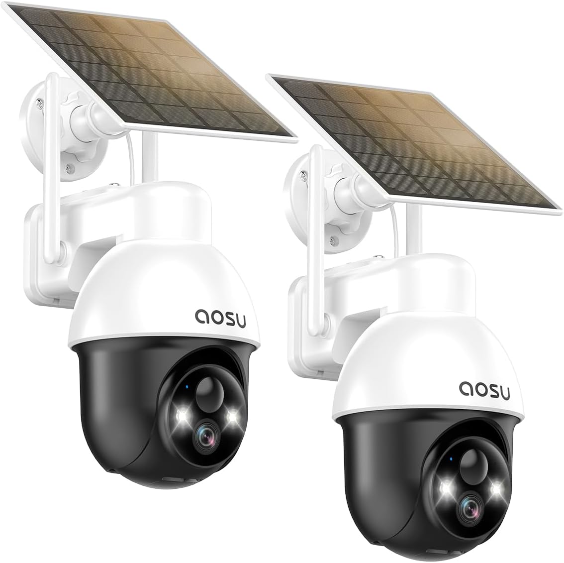 Cámara solar de seguridad para exteriores – Cámaras de seguridad inalámbricas para exteriores con vista panorámica de 360, seguimiento automático