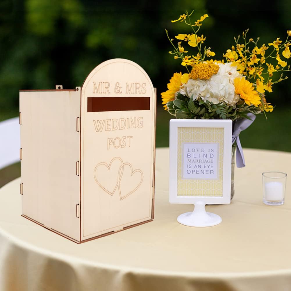 Caja de madera para tarjetas de boda con cerradura, buzón de boda, caja de regalo de bricolaje, caja de recepción para recuerdos de fiesta, baby