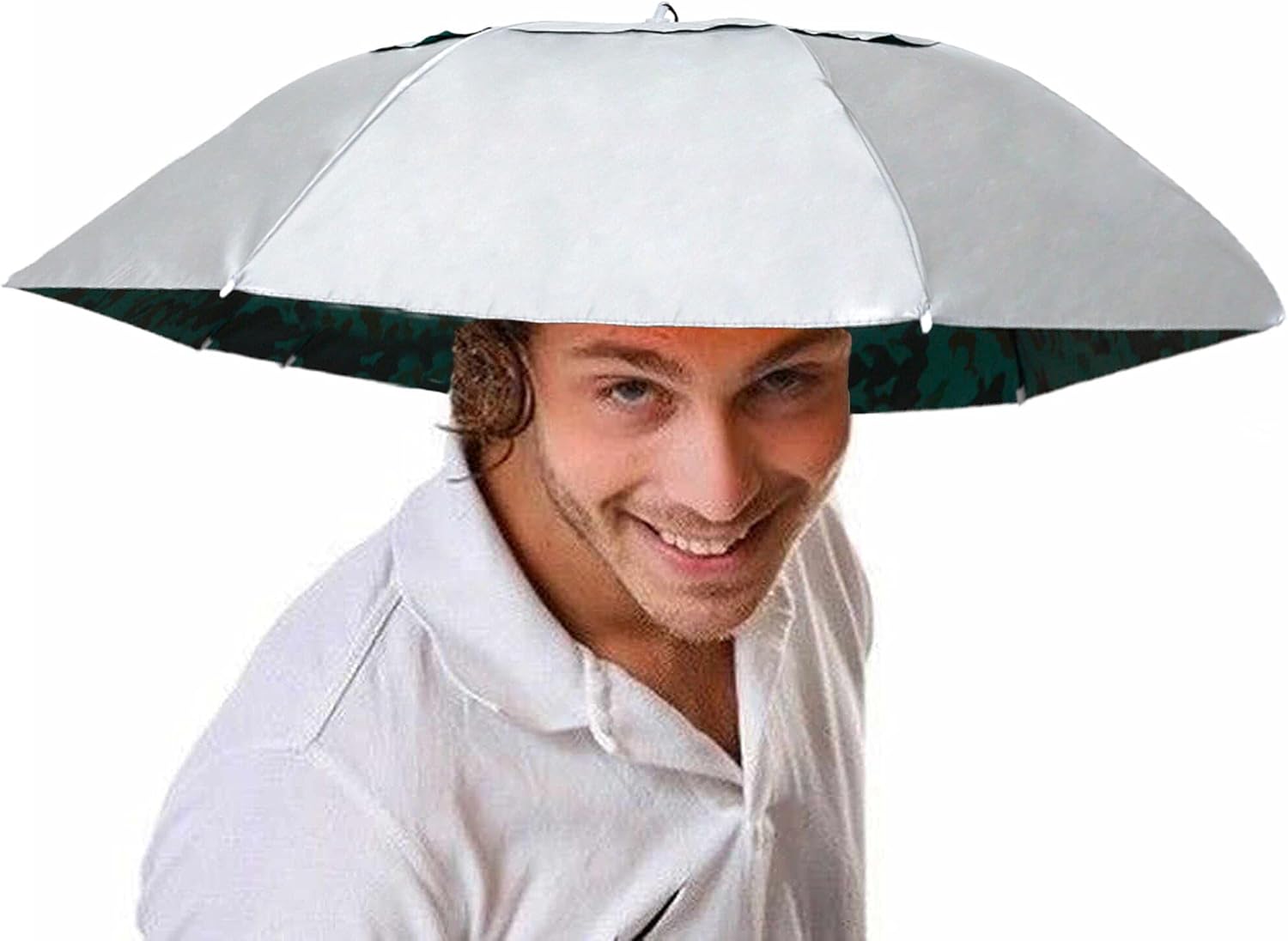 Sombreros de paraguas de pesca Jardinería Plegable Paraguas Sombrero HeadwearSun Rain Cap Ajustable Multifunción al aire libre Headwear