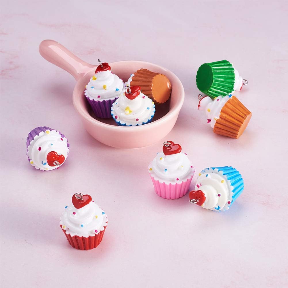 10 colgantes de resina para tartas de postre, cuentas colgantes con pasador de ojo de tornillo para llaveros, collares, suministros de joyería