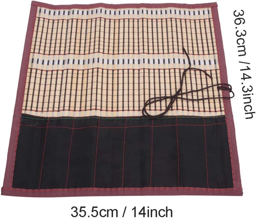 TOPINCN Pincel de pintura de bambú bolsa rodante de bambú para caligrafía pincel titular de pincel protector rollup para almacenamiento de pinceles