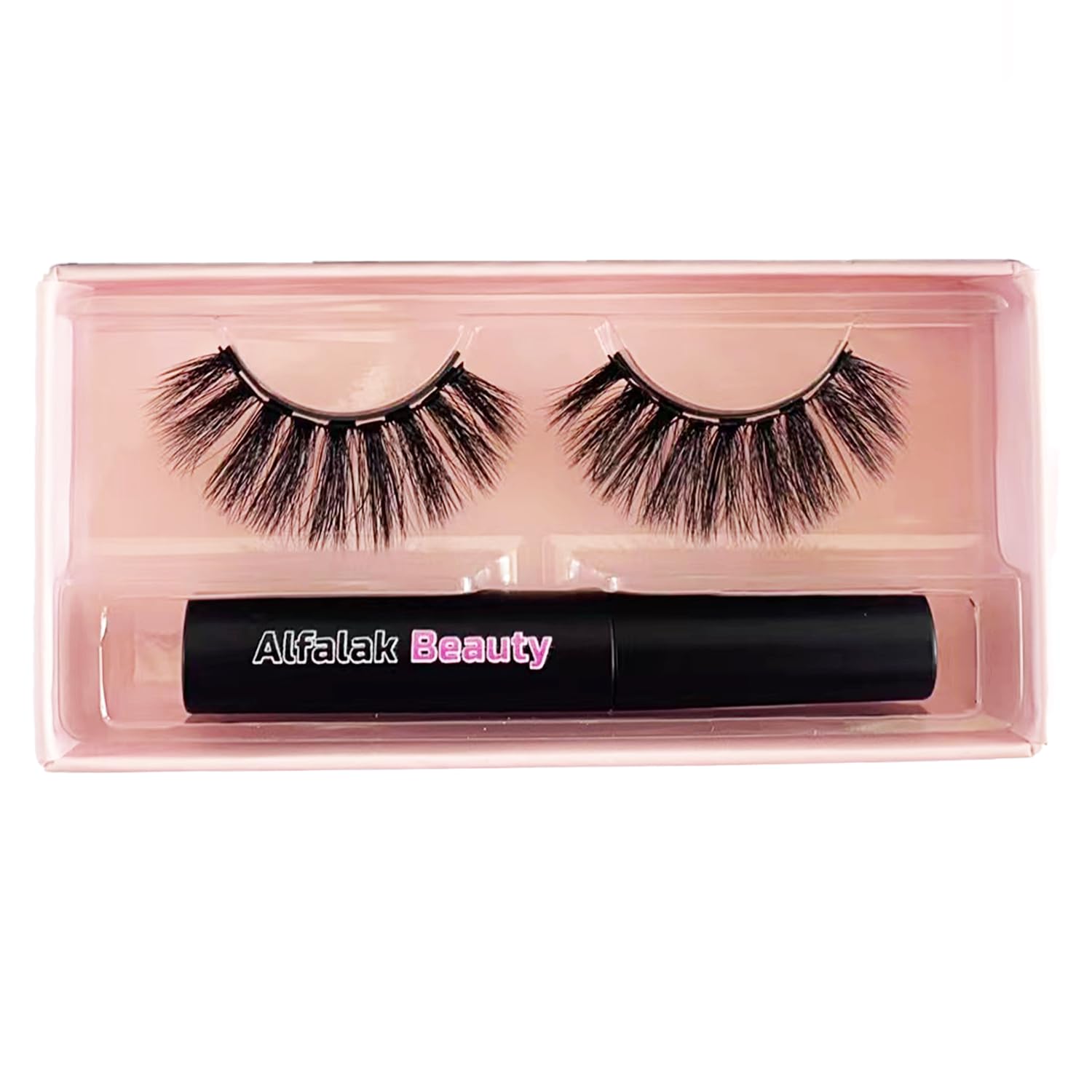 Alfalak Beauty Kit de pestañas magnéticas de visón sintético 3D, 5 pestañas de visón sintético + bolígrafo delineador magnético, reutilizable hasta