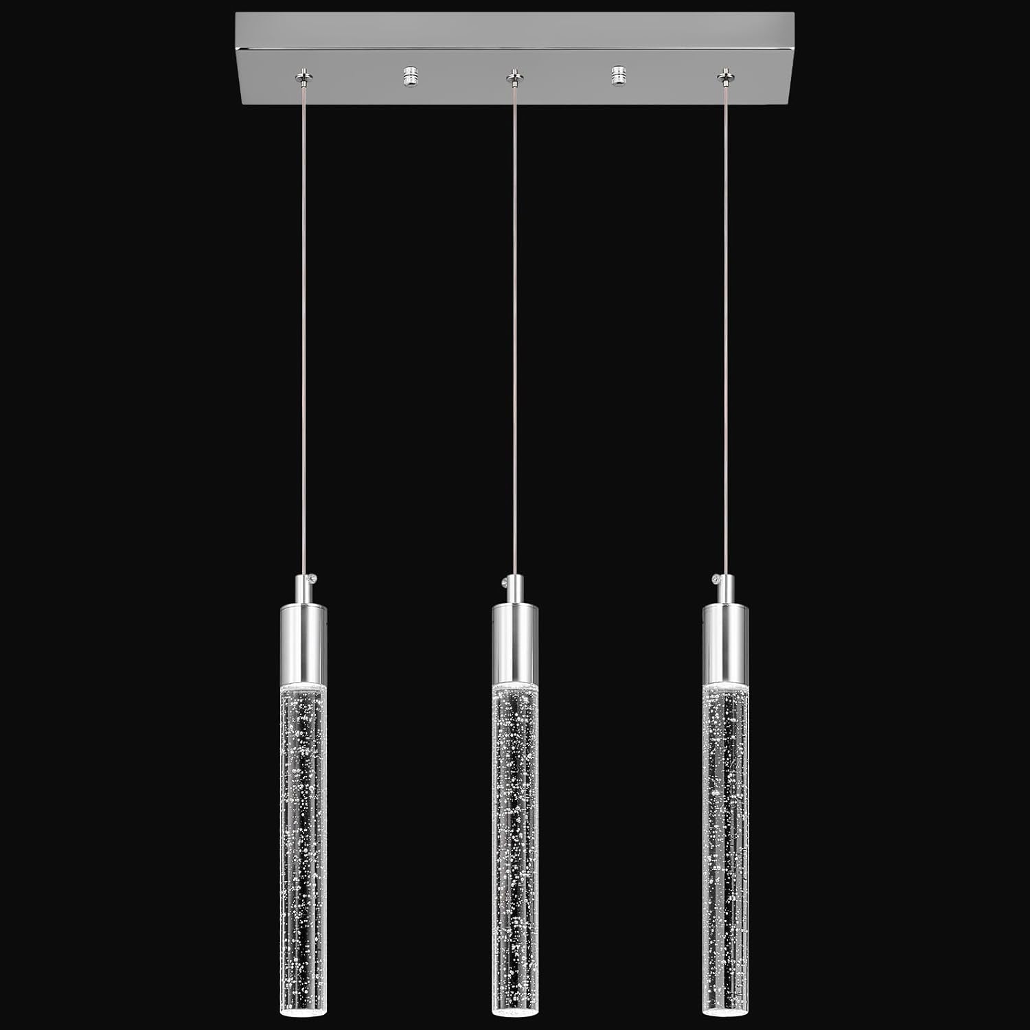 Iluminación moderna para isla de cocina, lámpara colgante de isla de cocina, regulable, LED, cromada, mini iluminación colgante, comedor, sala de