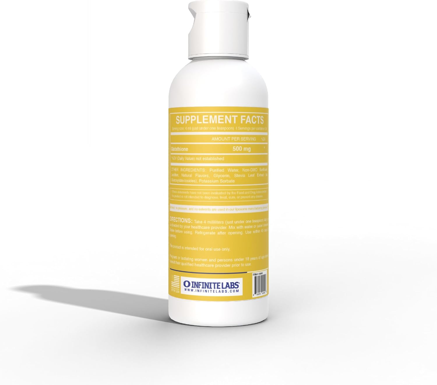 Infinite Labs Suplemento líquido de glutatión liposomal  Antioxidante, soporte de desintoxicación y reductor de estrés  Sin gluten, sin azúcar