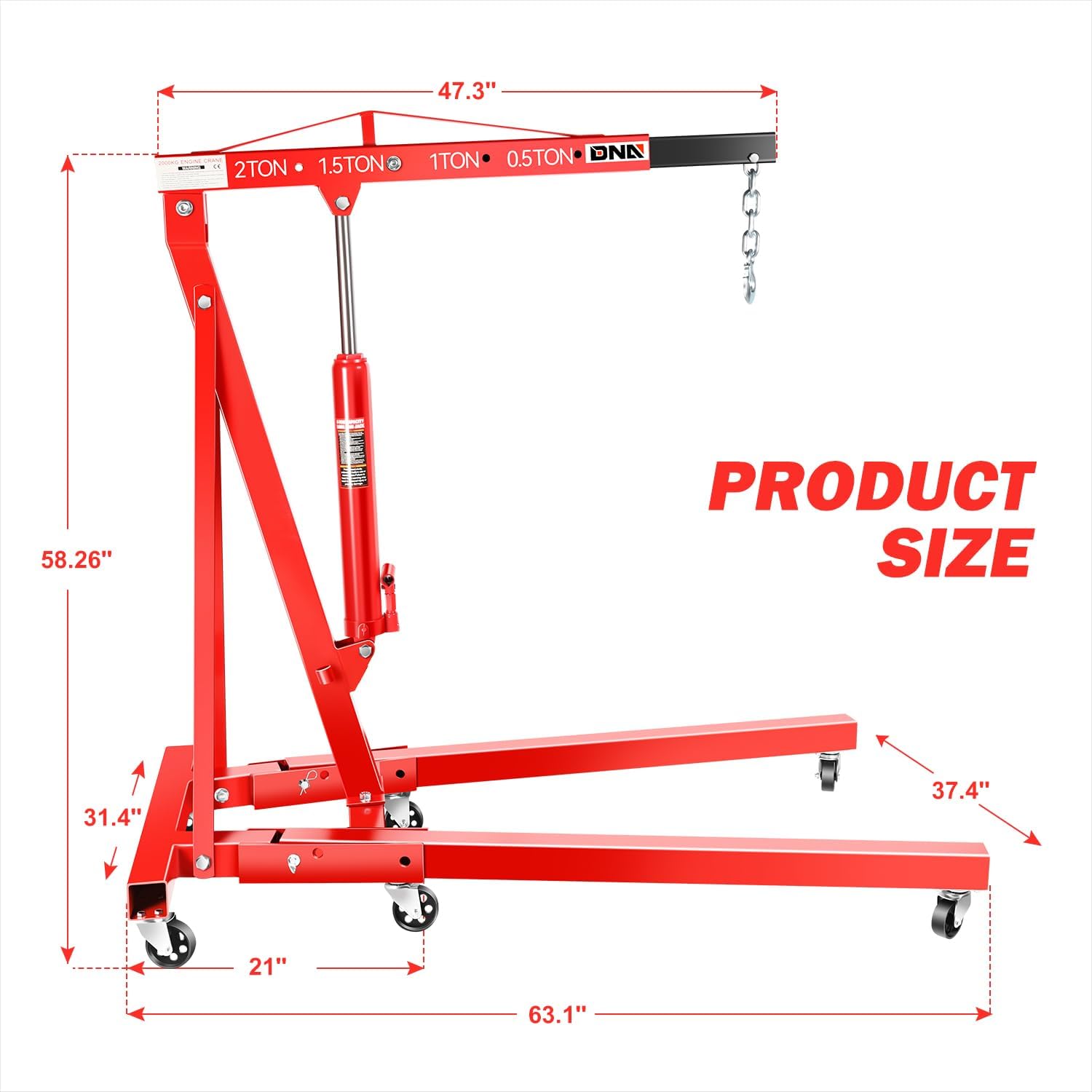 DNA MOTORING Elevador hidráulico plegable de 2 toneladas de elevación de la grúa de la tienda del selector de la cereza con las ruedas para la