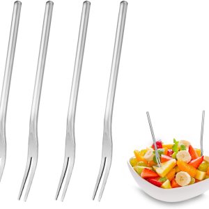 DASHTHER Tenedores de frutas de acero inoxidable de 5.1 pulgadas, tenedor de ensalada de mango largo, tenedor de oliva, tenedor de cóctel, tenedor DASHTHER Tenedores de frutas de acero inoxidable de 5.1 pulgadas, tenedor de ensalada de mango largo, tenedor de oliva, tenedor de cóctel, tenedor