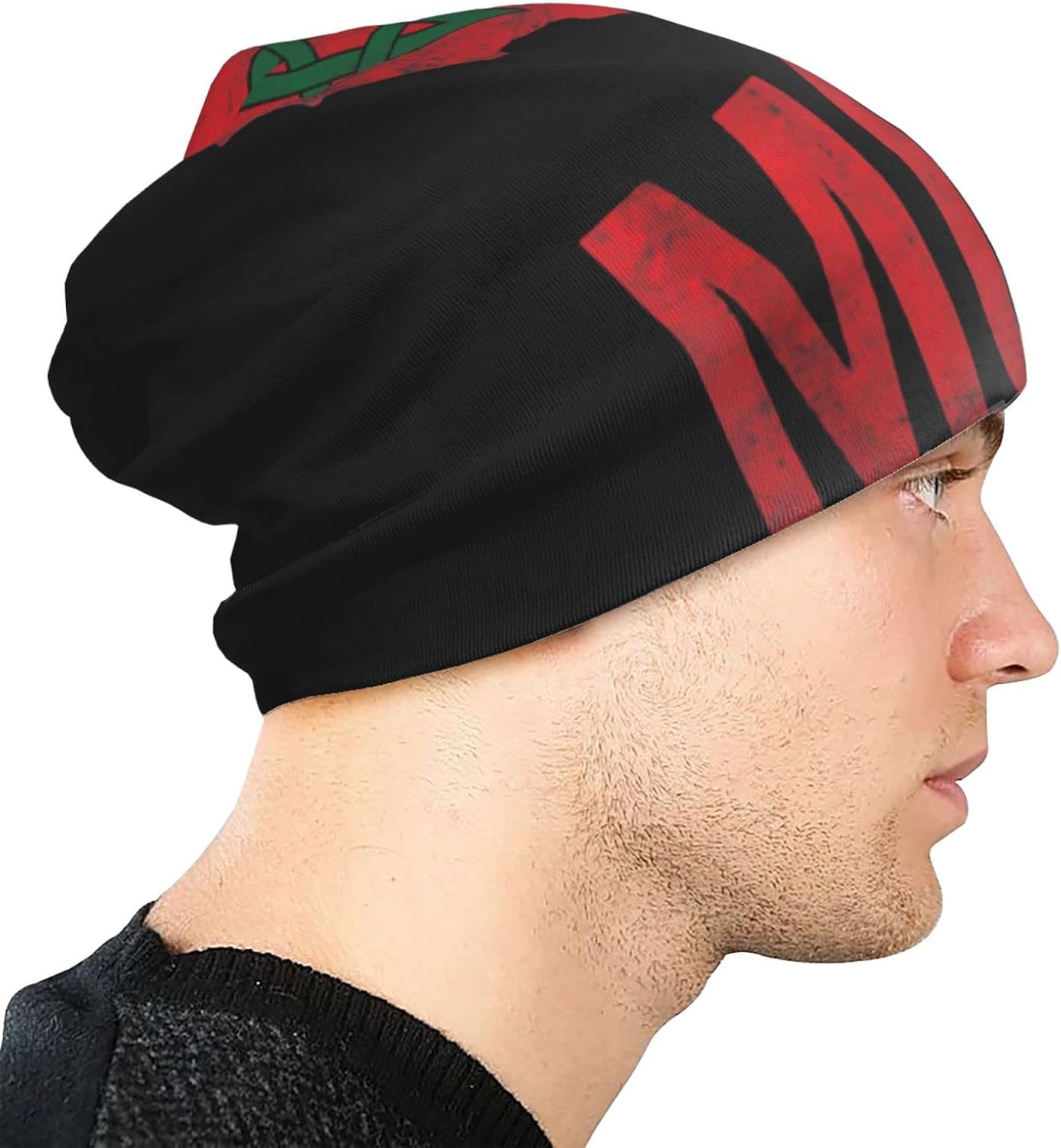 Morish American America Amexem Marroquí Beanie Sombreros Hombres Navidad Sombreros Térmicos Unisex Sombrero de Punto Negro, Negro –