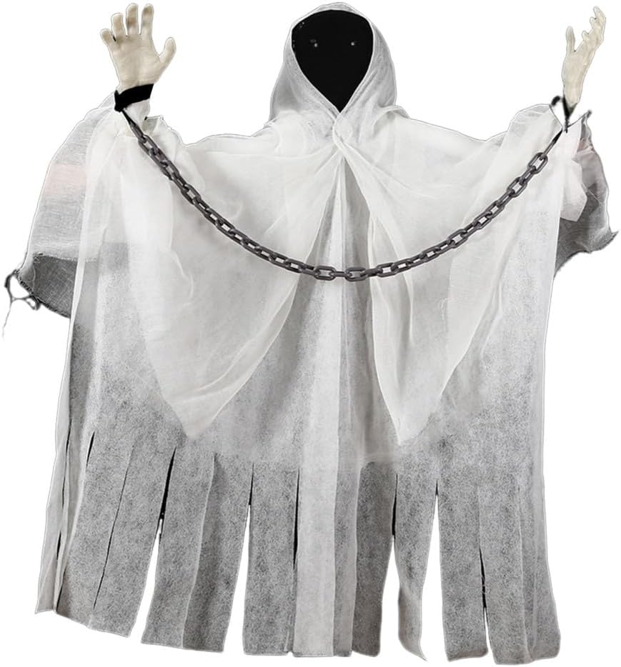 Fantasma colgante de miedo sin rostro, fantasma sin rostro, bata de terror blanca, accesorios de diseño de escena de Halloween, espeluznante