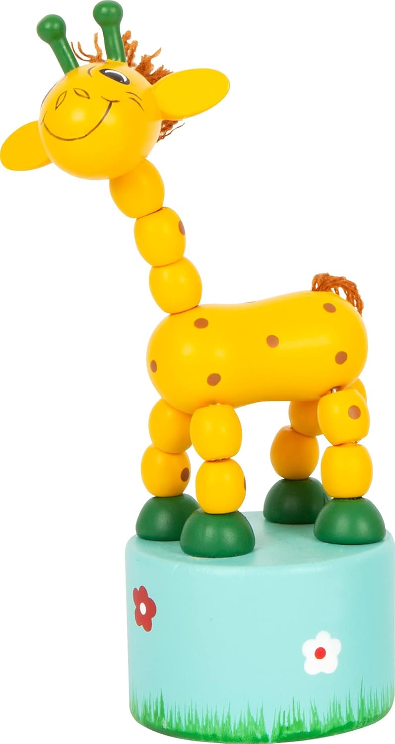 small foot 7924 Animales bailarines de madera África, juego de 6, figuras que se mueven y se balancean cuando se presiona la base, grandes piezas de