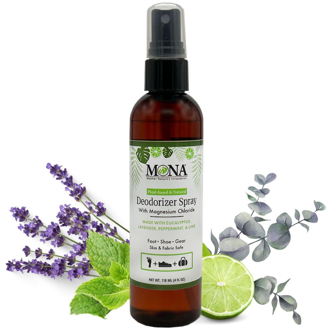 MONA BRANDS – Spray desodorizante para pies y engranajes, 100% natural y vegano, para todas las edades, tipos de piel y superficies  Eliminación de