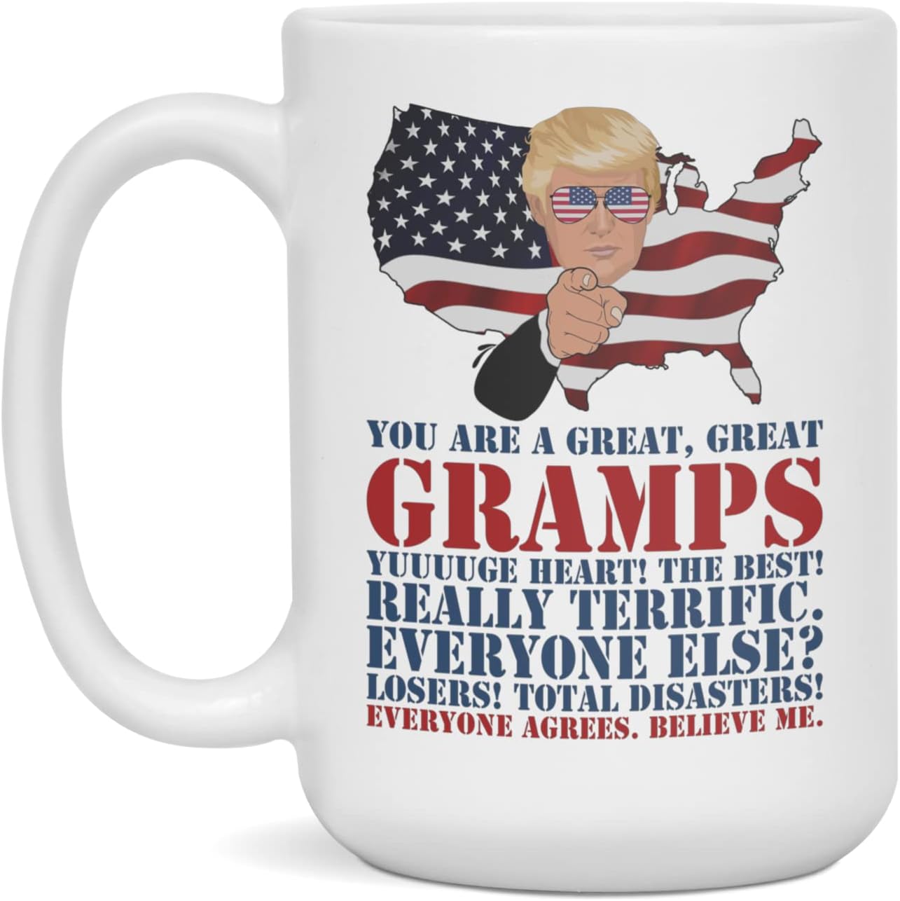 Trump Gramps – Taza personalizada de Trump Gramps, taza de Navidad, 15 onzas, color blanco