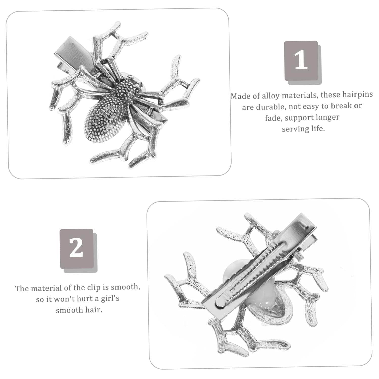 NOLITOY 4 pinzas para el pelo de araña oscura, diadema de araña, pinzas de metal para el cabello para mujeres, horquilla de Halloween, pinzas para