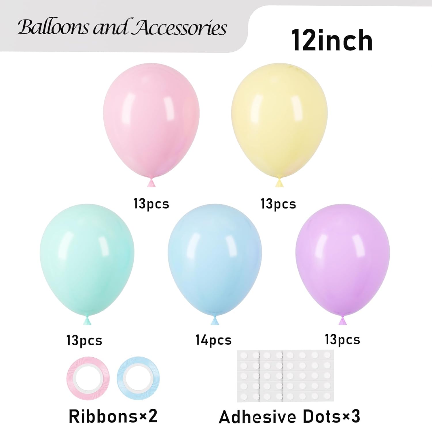Voircoloria Globos pastel, paquete de 66 globos de látex macarrón de 12 pulgadas para graduación, Pascua, boda, cumpleaños, despedida de soltera,